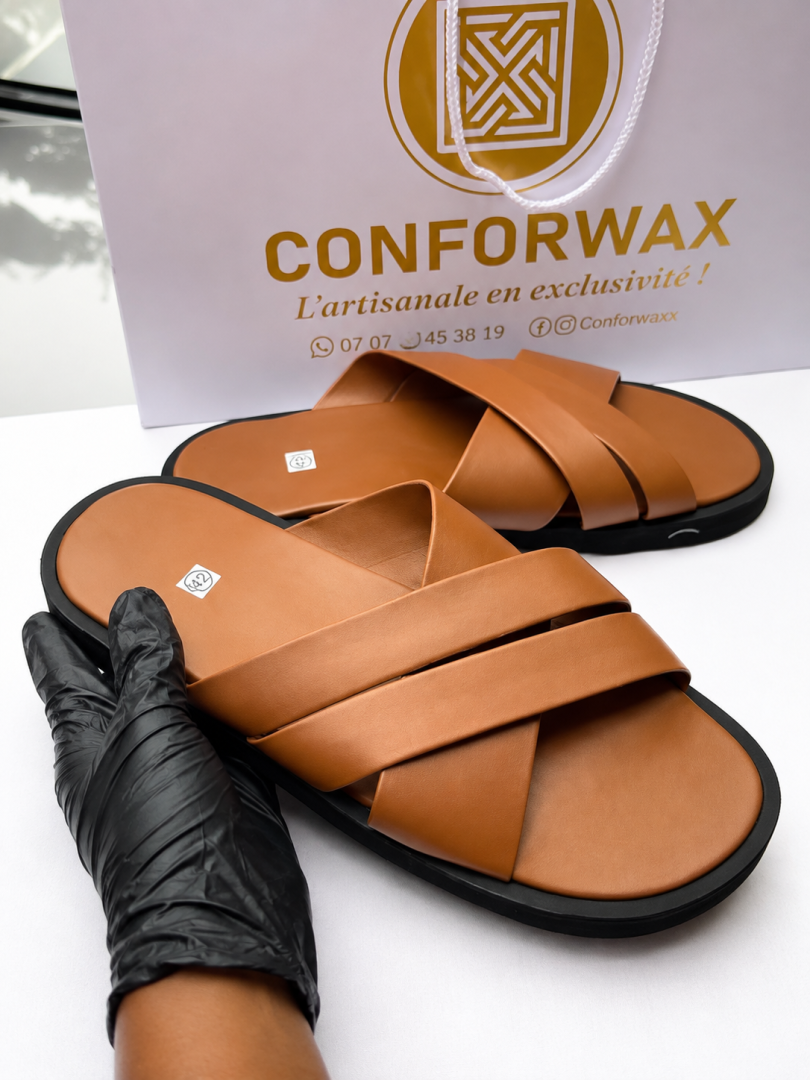 Sandales homme en cuir tressé - Vue 8