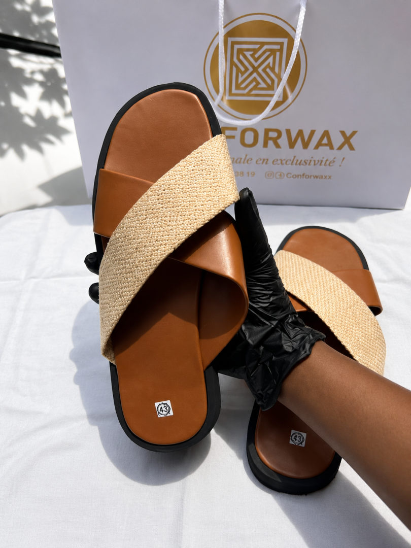 Sandales homme en cuir tressé - Vue 10