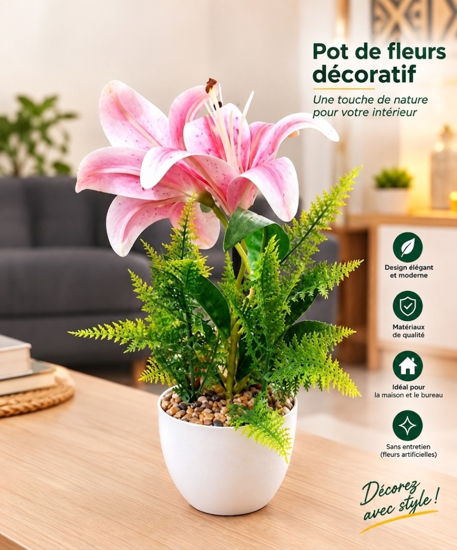 Pot de fleurs décoratif – Lys rose