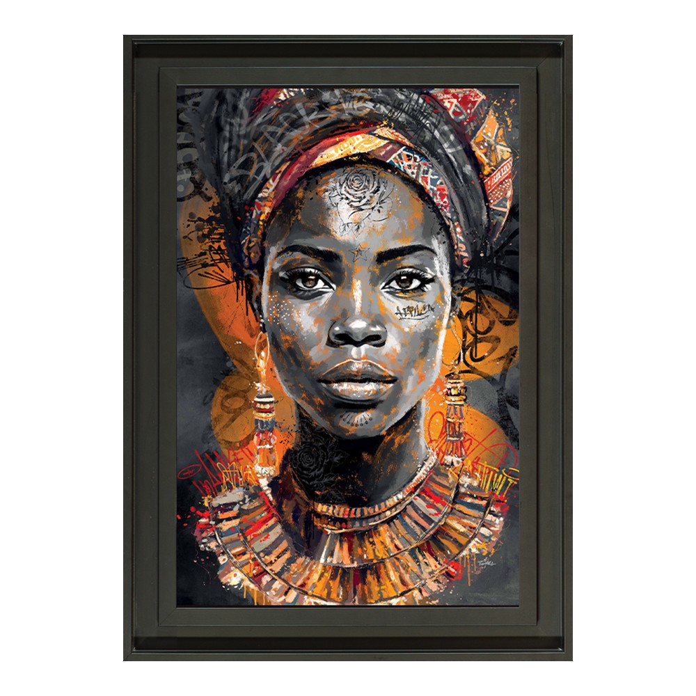 Tableau Ethnique Femme Bijoux Orange Romaric